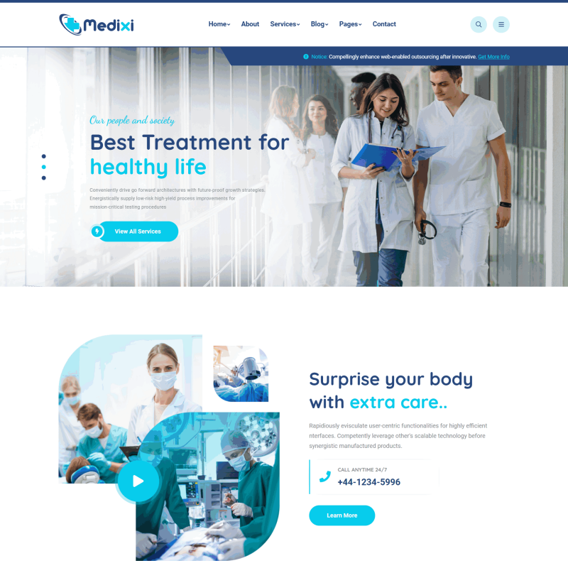 响应式蓝色医疗网站